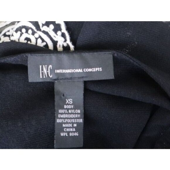 INC INTERNATIONAL CONCEPTS - WOMEN'S SHEER BLACK EMBROIDERED PEASANT TOP - XS - Picture 8 of 9